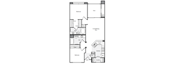 Two bedrooms two bathrooms apartment floorplan